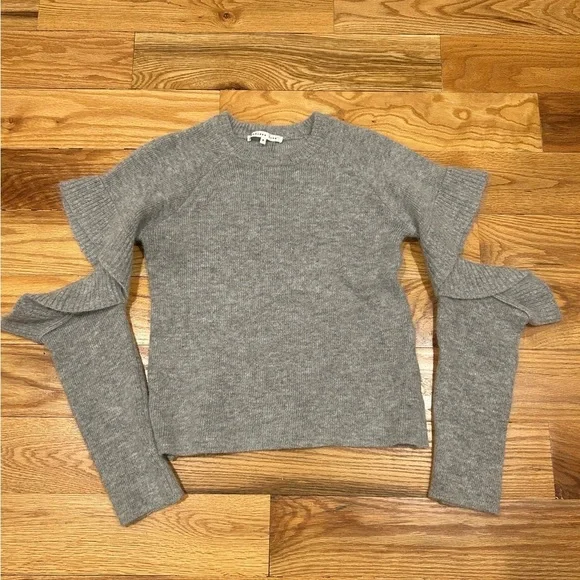 Gray Peek a Boo Sleeve Sweater - Picture 3 of 5